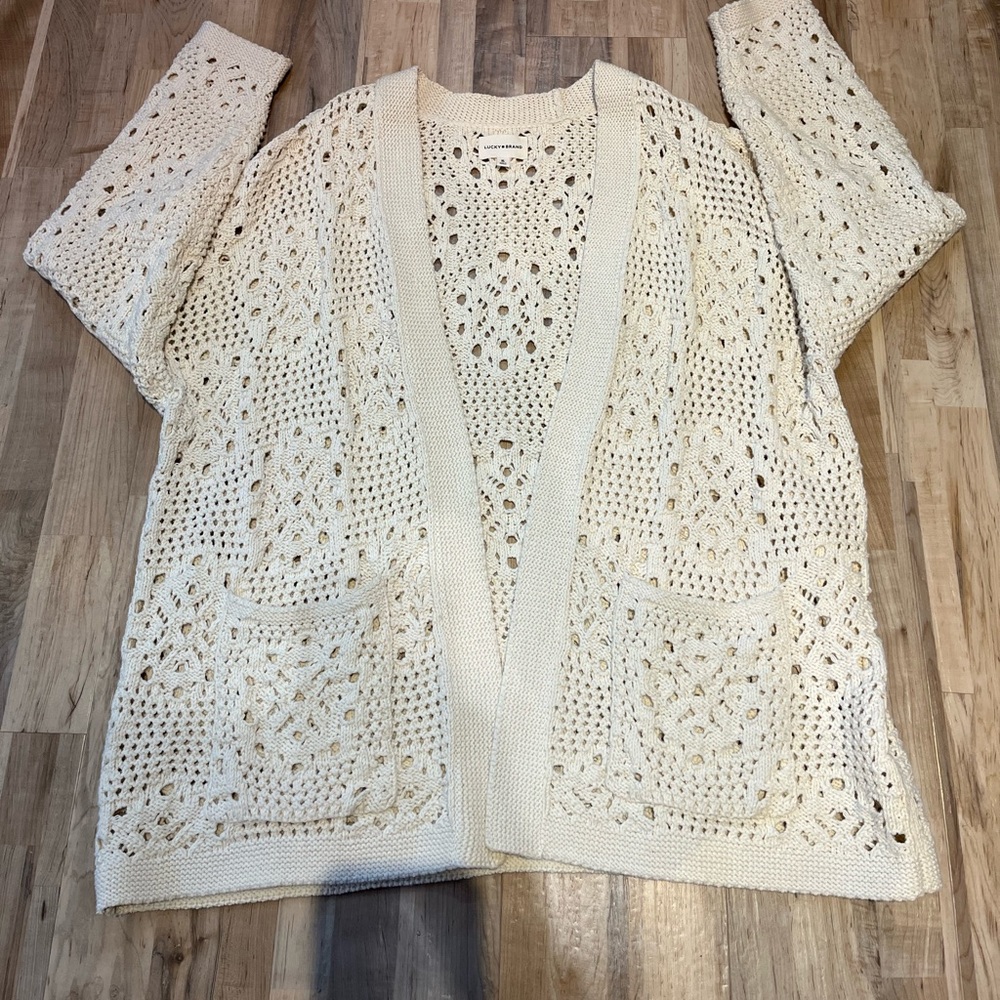Lucky Brand Mixed Stitch Cardigan - Picture 2 of 10